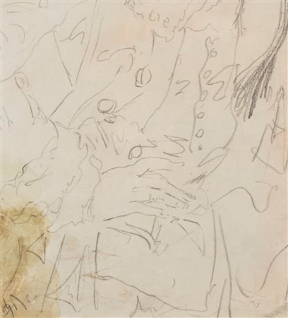 Giorgio de Chirico (Volos 1888 - Roma 1978)  - Studio di particolare per costume settecentesco, early 50s