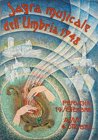 Gerardo Dottori (Perugia 1884 - 1977)  - Sagra musicale dell'Umbria 1948
