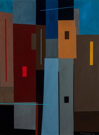 Giovanni Korompay (Venezia 1904 - Rovereto 1988)  - Città di notte, 1970