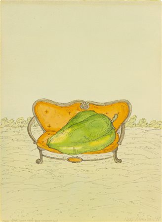 Pablo Echaurren (Roma 1951)  - Il peperone sul divano, 1978