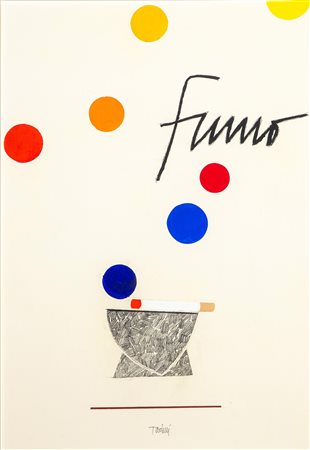 Emilio Tadini (Milano 1927 - 2002)  - Fumo, 1976