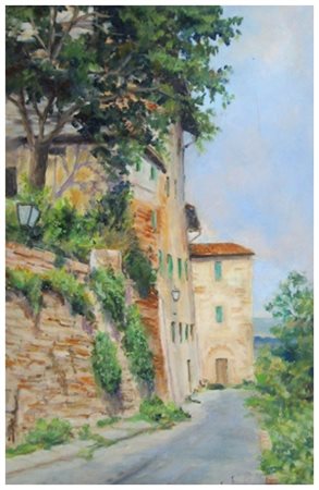 EURO PAOLICCHI Pisa 1926 Vecchio palazzo 1989 Olio su tavola 36,5 x 25. Firma...