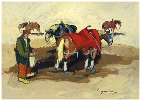 BASSO RAGNI Termoli 1921 – Livorno 1979 Senza titolo Olio su faesite 50 x 70....