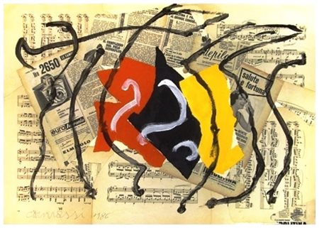 ARTURO CARMASSI Lucca 1925 Senza titolo 1986 Pittura e collage su cartone...