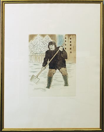 GIUSEPPE MIGNECO, "Lo spalatore di neve", 1985