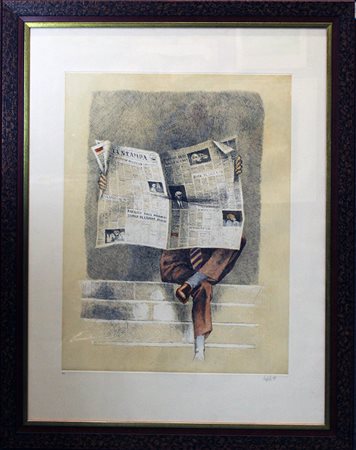 GIOVANNI CAPPELLI, "UOMO CON IL GIORNALE", 1990