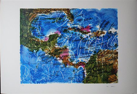 MARIO SCHIFANO, "Veduta (cartina)"