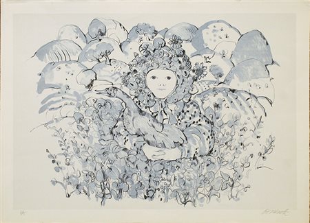 ANTONIO POSSENTI, "Bambina con anatra", anni 80