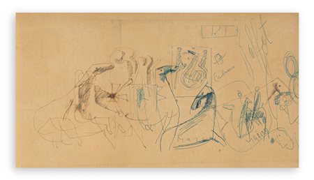 MARINO MARINI (1901-1980) - Composizione - Cavalli e figure
