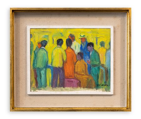 GIOVANNI GAGLIANONE (1901-1983) - Davanti allo sportello, 1956