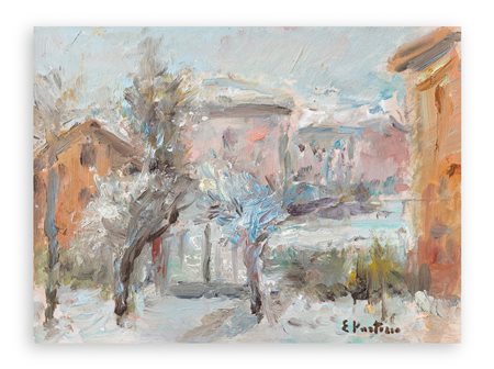 EZIO PASTORIO (1911-2006) - Clusone sotto la neve, 1985