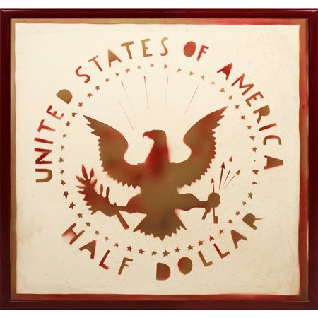 Franco Angeli (Roma 1935 - Roma 1988)  - Half Dollar (Antipittura),  