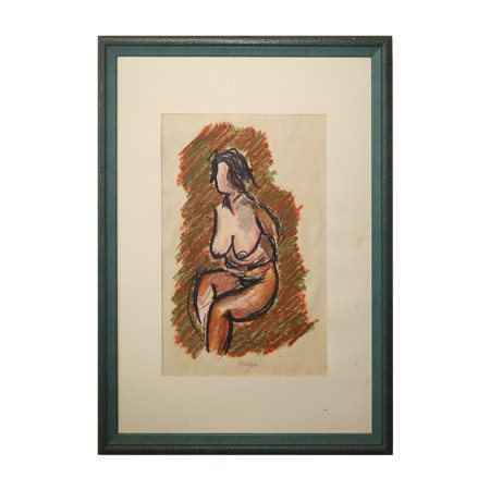 Ennio  Morlotti (Lecco  1910 - Milano 1992)  - Nudo, donna seduta