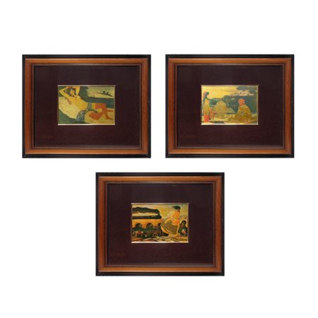 Salvatore Fiume (Comiso 1915 - Milano 1997)  - Trittico di Litografie di viaggio con mezzi di trasporto