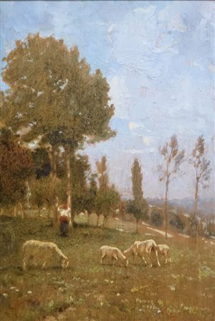 Filippo Carcano(1840-1914).Olio su tavola.Cm.17,5 x 25,5