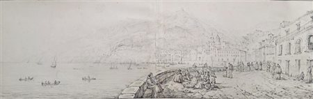 Antonio Senape(1788-1850).Amalfi.Cm.30 x 73.