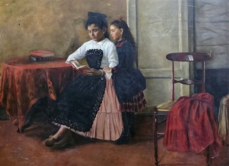 Pittore del XIX secolo.Scena di interno.