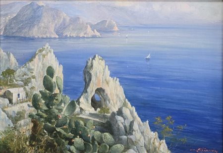 Ettore Gianni (XIX-XX).Capri.Olio su tela.Cm.36 x 50