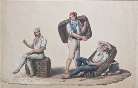 Artista napoletano,XIX secolo.Acquerello.Cm.24 x 35