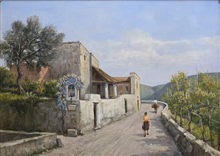 Vincenzo Canino(1892-1978).Paesaggio.Olio su tela.Cm.52 x 71