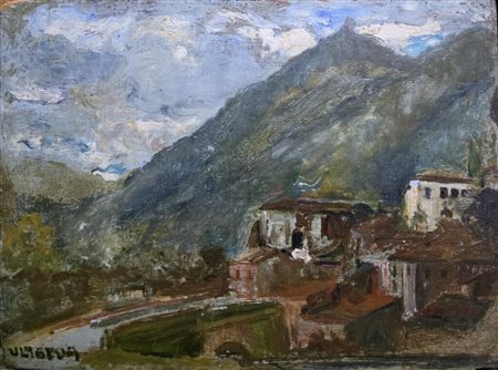 Vincenzo Labella(1872-1954)Paesaggio.Olio su pannello.Cm.31 x 41,5