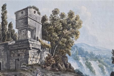 Scuola italiana,XIX secolo.Villa Adriana Tivoli.Cm.21 x 28