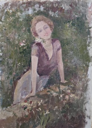 Pietro Scoppetta (1863-1920).olio su tela applicata su cartoncino.Cm.25 x 35