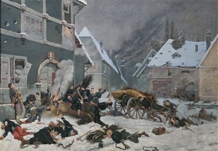 Alphonse Marie De Neuville(1835-1885).Seguace. Episodio guerra franco-prussiana.Cm.65 x 90