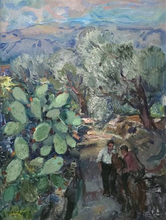 Errico Placido (1909-1983).Olio su tela.Olbia.Cm.62 x 82.