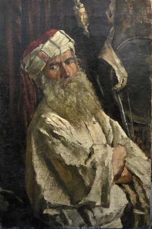 Artista europeo,XIX secolo.Olio su tela.Figura orientale.Cm.52 x 79