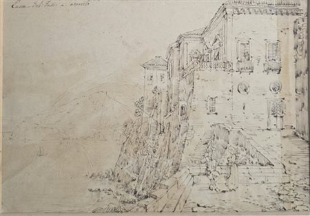 Antonio Senape (1788-1850).Casa del Tasso a Sorrento.Cm.17 x 24