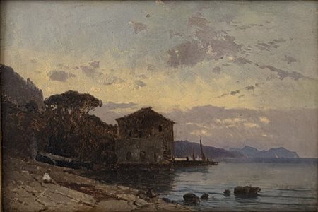 Hermann David Salomon Corrodi (1844-1905).Paesaggio.Cm.18 x 26