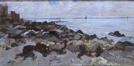Attilio Pratella (1856-1949) Marina.Cm.10 x 19