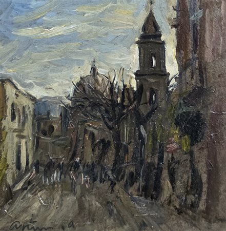 Antonio Asturi (1904-1986) Paesaggio.Cm.12 x 12