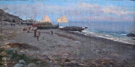 Bernardo Hay (1864-1931).Olio su tela cm.24 x 45
