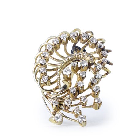 Spilla in oro giallo 750 e diamanti