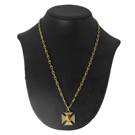 Collana in oro giallo 750 con medaglia sacra