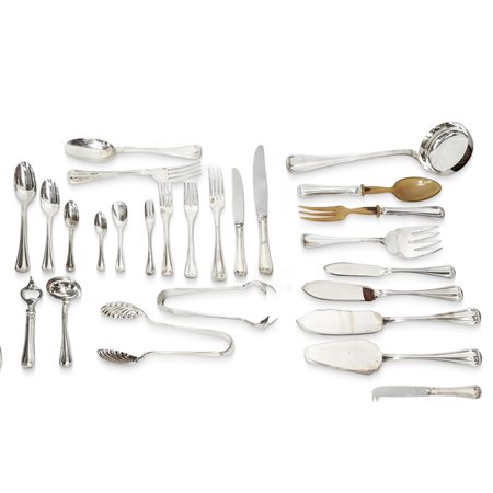 Argentieri Ricci - Servizio di posate da 12 in argento 800, marchio Argentieri Ricci