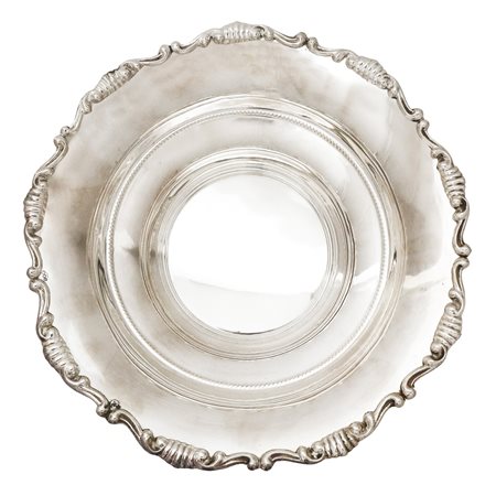 Portadolci circolare in argento 800 con bordo smerlato, 20th CENTURY