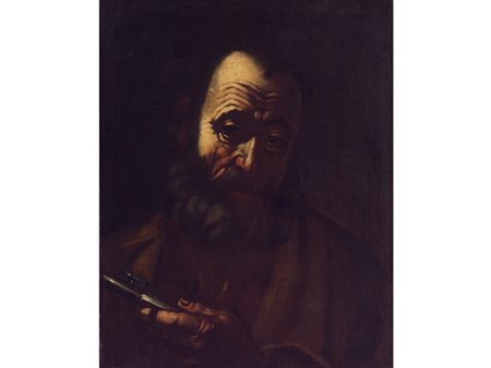 Scuola lombarda (XVII secolo) San Pietro olio su tela 60x48 cm