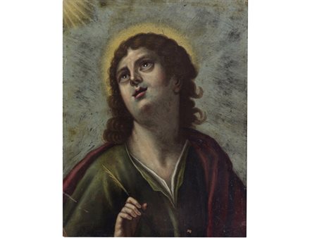 Scuola italiana (XVIII secolo) San Luca olio su rame 25x19 cm