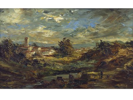 Giuseppina Riva Gandola (1933) Paesaggio olio su tela 23x38 cm