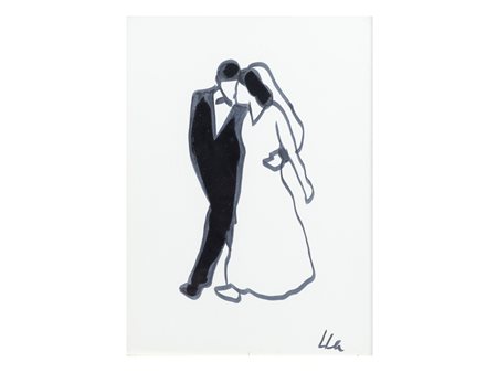 Marco Lodola (1955) Sposi Tecnica mista più smalto 40x30 cm