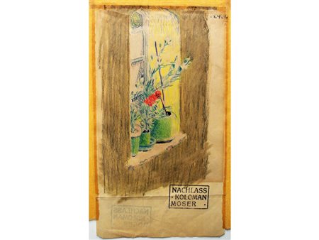 Koloman Moser detto Kolo (1868–1918) Vaso di fiori pastello su carta 26.7x13 cm