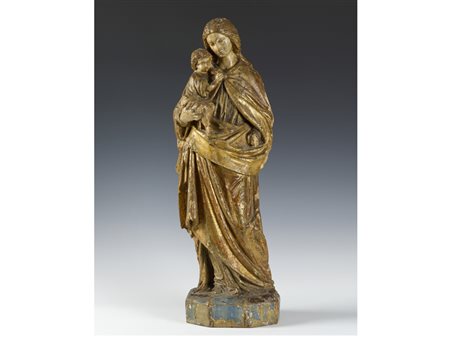 Scuola italiana (XVIII secolo) Madonna con Bambino legno 61 cm
