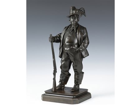 Antonio Pandiani (1838-1928) Re Vittorio Emmanuele II a caccia bronzo 51 cm