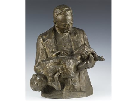 Luigi Panzeri (1865-1939) Il Pediatra bronzo 47 cm
