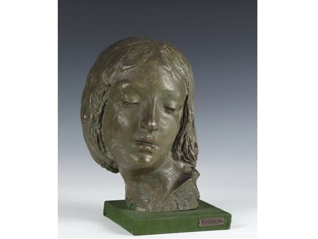 Pietro Foglia (1913–1974) Viso di ragazza terracotta 25 cm