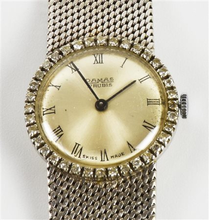 OROLOGIO GIOIELLO DAMAS IN ORO BIANCO E DIAMANTI, SERIALE 132523, anni '60/70...