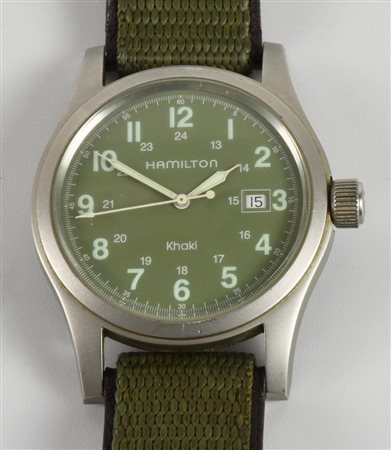 OROLOGIO HAMILTON KHAKI FIELD, anni '90 CASSA: in acciaio satinato, fimata;...